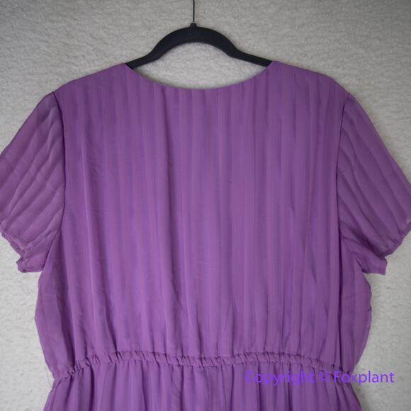 Hutch Anthropologie A Line Dress Pleated Short Sleeve V Neck Purple,‎ size XL - Picture 10 of 15
